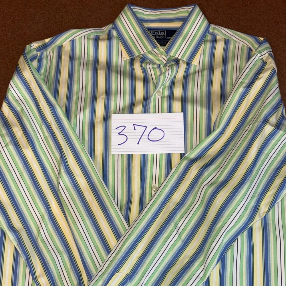 Polo by Ralph Lauren Regent Green, Blue & Yellow Striped Button-Down Shirt